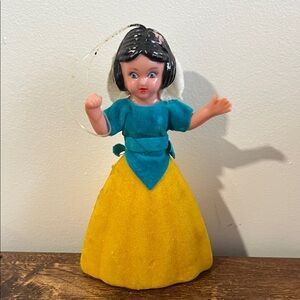 vintage Walt Disney  flocked plastic Christmas ornaments of Snow White